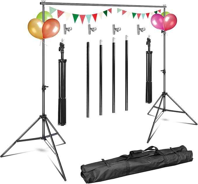iMounTEK Photo Video Studio 6.56ft x 9.84ft Backdrop Stand Photographic Studio Adjustable Photo Backdrop Stand Kits with a Carrying Bag Photo Backdrop Stand for Parties/Birthday/Wedding