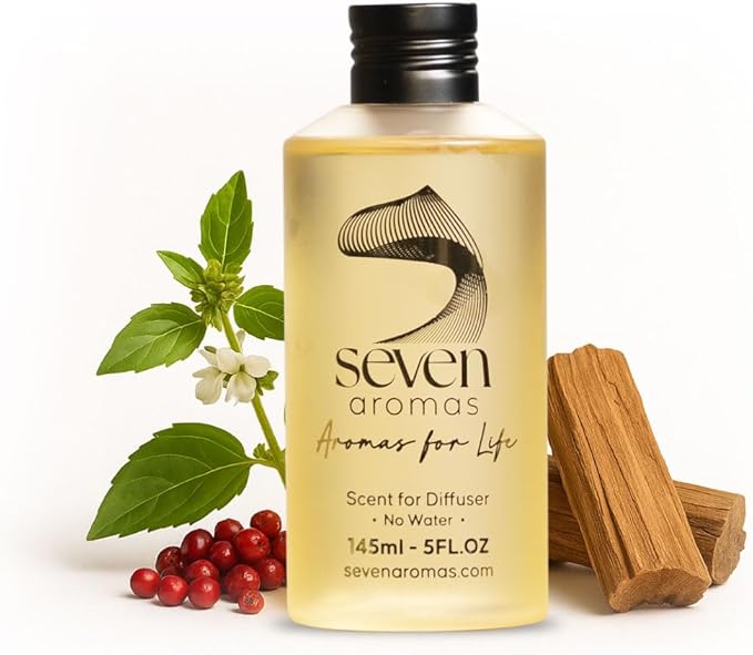 SevenAromas Hotel Scent Diffuser Oil, Luxury Hotel-Inspired Essential Oil for Aromatherapy & HVAC Diffusers – Premium Dropper Bottle - 145 ml 5 FL oz (Santal Blanc)
