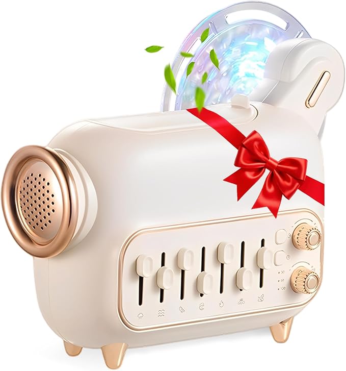White Noise Machine with Humidifier,Essential Oil Diffuser Water Ripple Light Projector&Bluetooth Speaker - Portable Sleep Sound Therapy, 7 Natural Sounds Style DIY Mixer