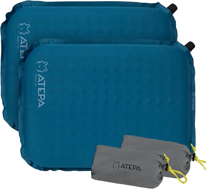 ATEPA Inflatable Seat Cushion, Self-Inflating Portable Stadium Airplane Travel Foam Cushion Pad for Camping, Sports Events, Outdoor
