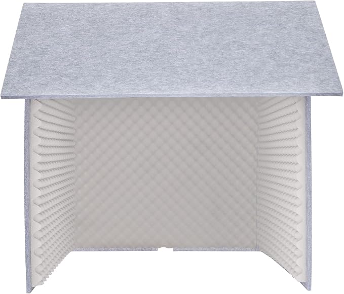 Desktop Soundproof Cover, Portable Vocal Recording Booth Isolation Booth Small Music Recording Studio Vocal Sound Absorbing Shield Sound Proof Foam Panels for Offices,Home,Recording Studios (Gray)