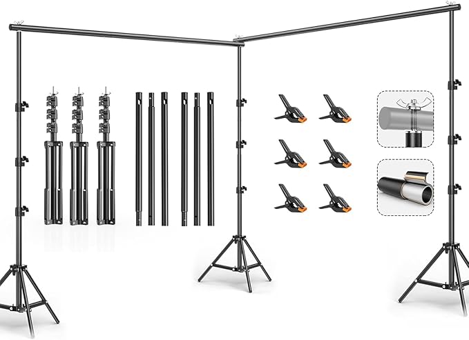 10x20FT Backdrop Support Stand for Photography，Adjustable Width & Length Backdrop Stand Background Support System Kit for Photo Video Studio Shooting, Party, Outdoor, Wedding