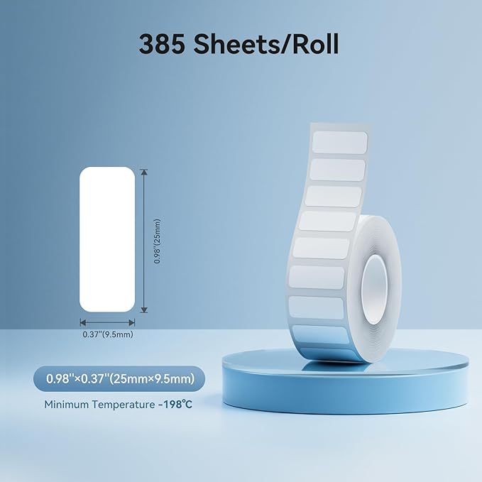 NIIMBOT M2/M3 Labels Low-Temperature Label Paper 0.98'' x 0.37'' (385Labels/Roll), Liquid Nitrogen Medical Scientific Research Sample Detection Centrifuge Tube -198°C Freezing Adhesive Sticker