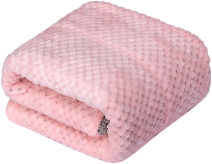 Fuzzy Sherpa Reversible Blanket for Baby, Soft Warm Cozy Coral Fleece Toddler, Infant or Newborn Reversible Blanket for Crib, Stroller, Travel, 40”×60”, Baby Pink