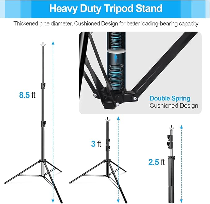 EMART Heavy Duty Backdrop Stand, 8.5 x 10ft Adjustable Photo Background Support System Kit with Carry Bag for Photography