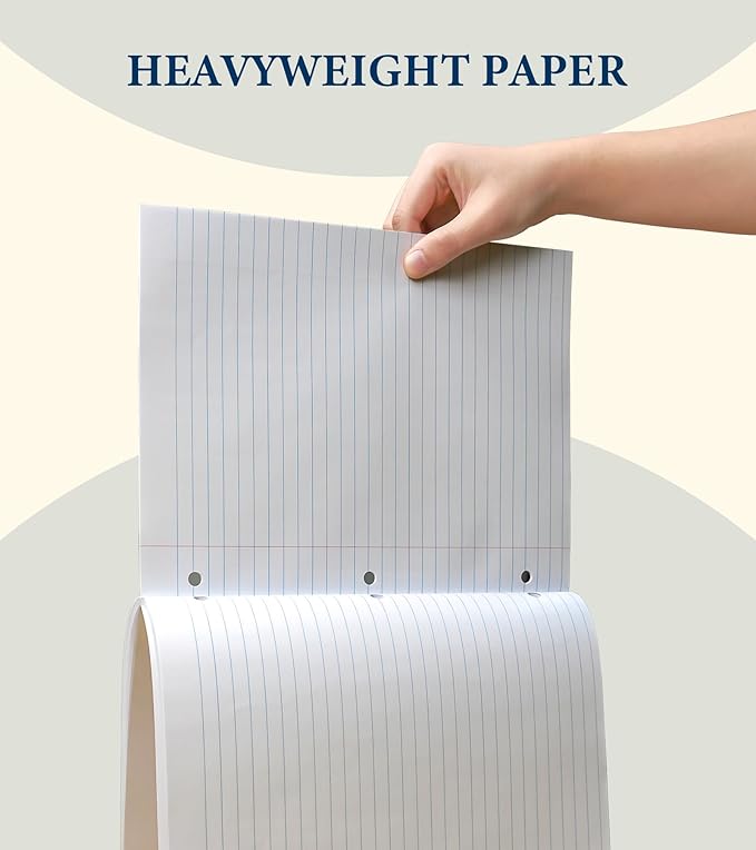 400 Sheets 8.5 x 11 Wide Ruled Paper, Loose Leaf Paper, 3 Hole Punch Paper 8.5 x 11 White Loose Leaf Notebook Paper for 3 Ring Binders, Lined Paper Wide Ruled, Writing Paper (4 Pack)