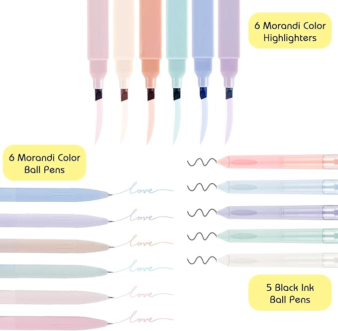 Lestp 24Pcs Bible Study Supplies Journal Kit Book Annotation Kit Aesthetic Pastel Highlights Pens Tabs Bookmarks Bags for Women Teens School Accessories Cute Colorful Bible Highlighters Pens No Bleed