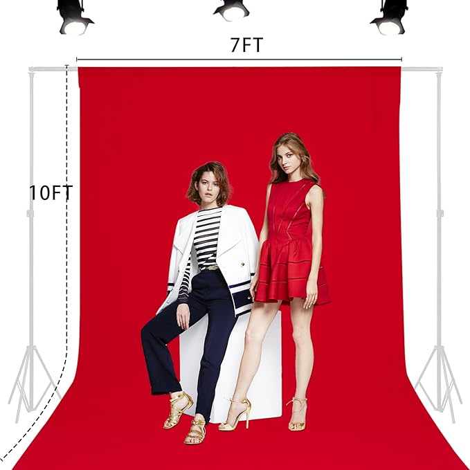 TRLYC Red Background Backdrop - 7x10 FT Backdrops Background for Photography Photo Booth Backdrop for Photography Screen Video Shooting Christmas Valentine's Day