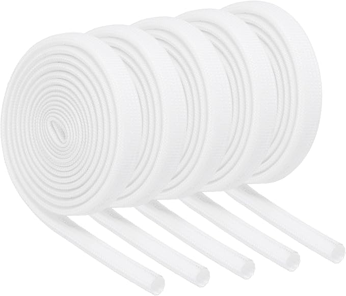 MECCANIXITY 5Pcs Wire Insulation Braid Fire Sleeve,3.28Ft-4mm ID White, High Temp Silicone Coated Fiberglass Sleeving for Automotive Hose Lines Electrical Wiring
