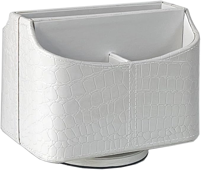 UnionBasic Rotating Desk Organizer, 360 Degree Desk Spinning Caddy, Desktop TV Guide/Mail/Media/Remote Controller Holder Organizer, Crocodile White
