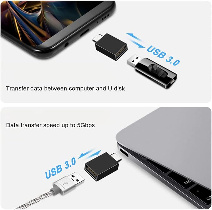 USB C Adapter - USB Male to USB3.0 Female OTG, Compatible with MacBook Air 2020/MacBook 12 inch/iPad Pro 2020 and More, Dark Green (Pack of 2)