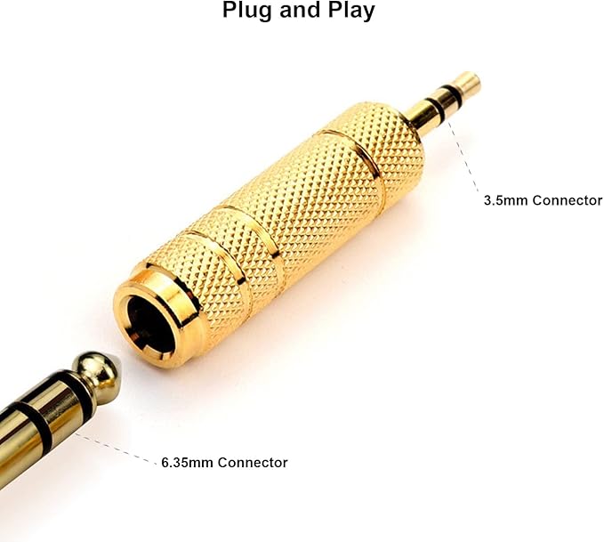 WISYIFIL 1/4 to 3.5mm Auxiliary Audio Adapter, Gold Plated, Resist Corrosion, Good Anti-Interference, Low Signal Attenuation, Durable, Male to Female Connector, 2 Pack