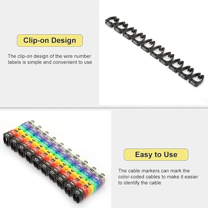 Clip on Wire Markers Wire Number Labels Colorful Cable Numbering Marker Tube for Marking The Color Coded Cables(150PCS -1.5MM 1.5)