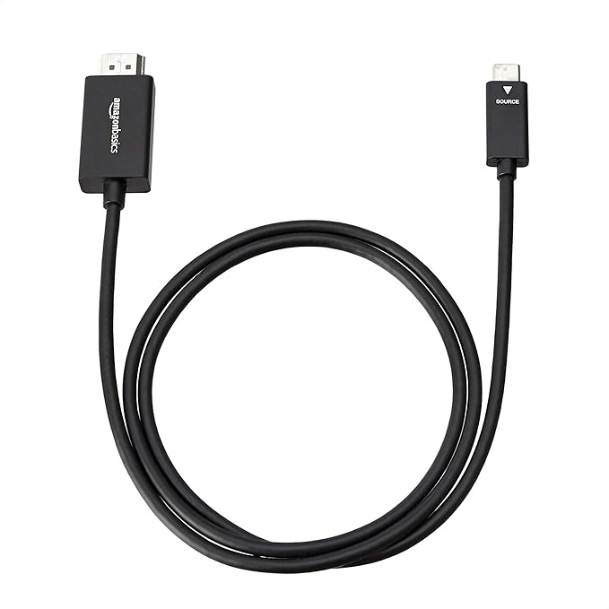 Amazon Basics Premium Aluminum USB-C to HDMI Cable Adapter, Thunderbolt 3 Compatible, 4K@60Hz, DisplayPort Alt Mode, 3-Foot, Black