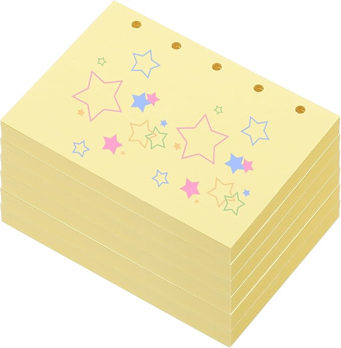 PATIKIL Colored Loose Leaf Paper, 4.1" x 3"(A8) 300 Sheets 5 Holes Punched 150GSM Blank Binder Refill Paper Supplies for Office Note Taking Teacher Planner Journal Notebook, Light Yellow