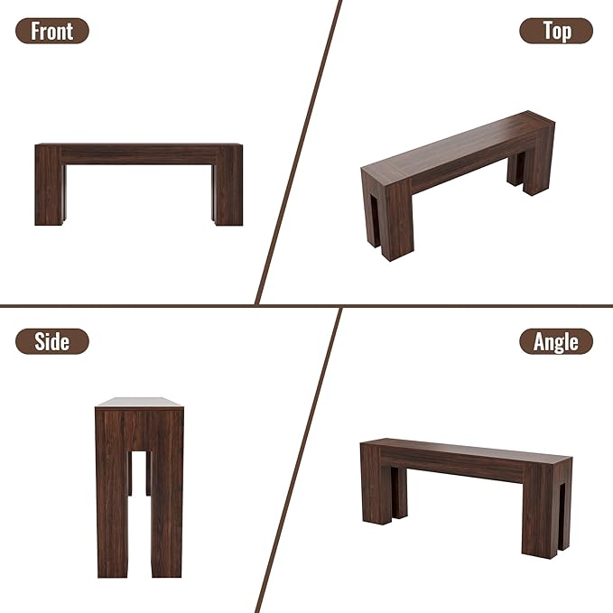 Extra Long Sofa Console Table for Entryway Living Room, 79-Inch Farmhouse Wood Behind Couch Table, Rectangular Accent Console with Wooden Double Base for Hallway Foyer Entrance, Walnut Brown