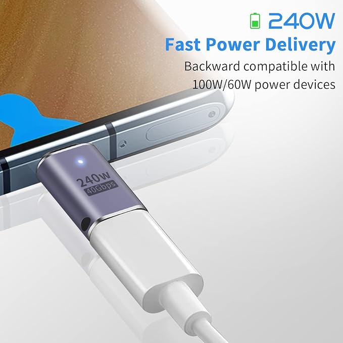 Poyiccot USB C Extender - 240W, 2Pack USB Type C Extension Adapter, 40Gbps USB C Male to Female Adapter for iPad, iMac, MacBook, Thunderbolt
