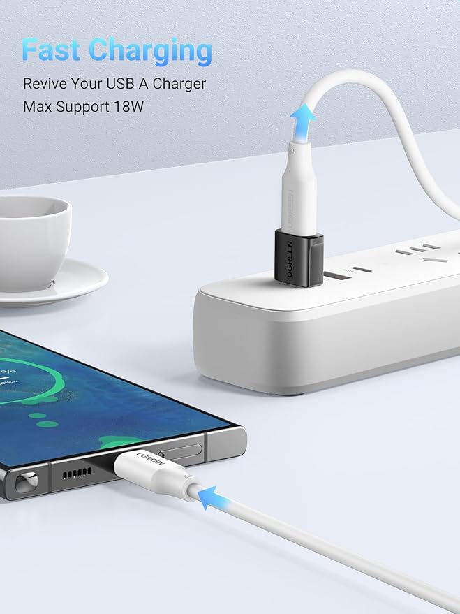 UGREEN 10Gbps USB to USB C Adapter 2Pack, USB C Female to USB 3.0 Male Adapter Type Charger Connector for iPhone 16 15 14 13,AirPods,iPad Air Mini 6 7,CarPlay,Black