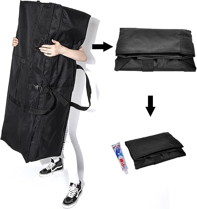 Long Travel Duffle Bag,Foldable Extra Large Duffel Bags,Carry on Travel Bag For Camping/Moving Boxes/Tent/Surfboards/Photography Equipment Storage Bag (197 Liter, Black)