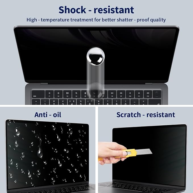 Magnetic Laptop Privacy Screen 16 Inch 16:10, Removable Matte Anti Glare Blue Light Filter - Computer Privacy Shield for 16" with 1920x1200 Resolution Laptop
