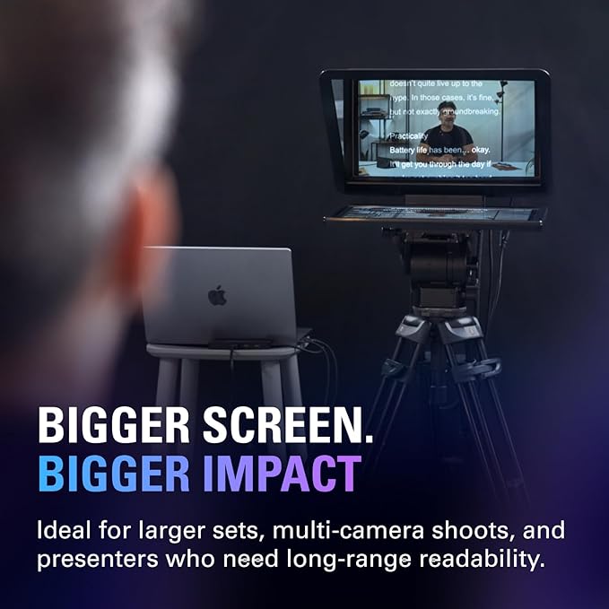 Elgato Prompter XL – Full-Sized Teleprompter with Removable Display, Video Conferencing Monitor, for DSLR Mirrorless & Studio Cameras, Single-Cable Setup – USB-C 3.2 for PC & Mac