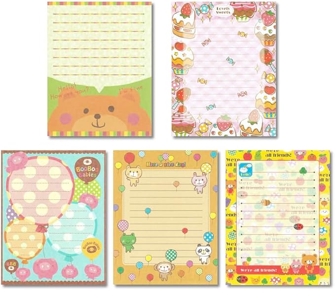 KUDOS.JP Cute Kawaii Japanese Character Stationery Letter Writing Paper with 10 Writing Papers and 5 Envelopes Gift Set for Teen, Girls, Kids