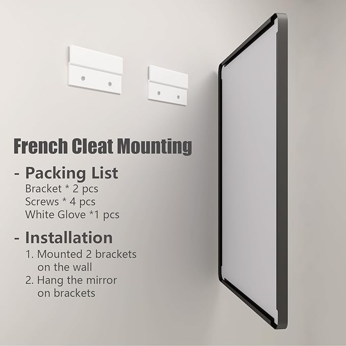 40x32 Black Bathroom Mirror, Matte Framed Bathroom Vanity Mirror for Wall, Modern Rectangle Mirror, Rounded Corners, Tempered Glass (Horizontally/Vertically)