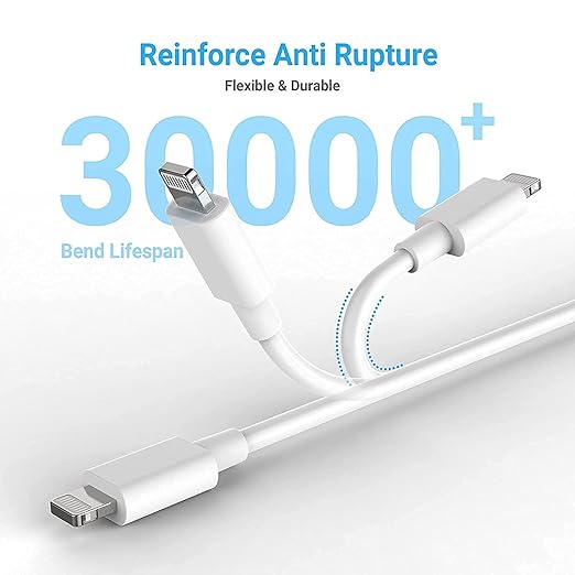 Car Carplay Apple Cable, USB A to Lightning Cable for iPhone 14, 14 Plus, 14 Pro Max, 13, SE 2nd/12/11/Xs/XR/8/7, iPad 4/5/ 6/7/8, Mini 2/3/4/5, Air 2/3 Charger Cord, Car Charging Cable (White)