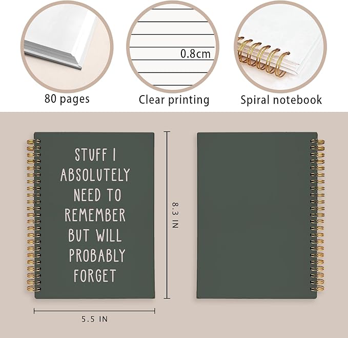 LIANGW Funny Dark Green Notebooks for Work, Funny Work Gifts for Coworkers & Boss, Coworker Office Gifts for Men Women, Fun Spiral Notebooks Journals for Writing, Funny Office Supplies 5.5x8.3 Inch