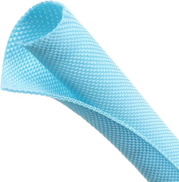 Automotive Wire Loom Tubing, Split Braided Cord Protectors from Pets No Chew, Flexible Cable Sleeve Cable Management for TV/Computer/Electric Wires (Sky Blue, 1/2"-25ft)