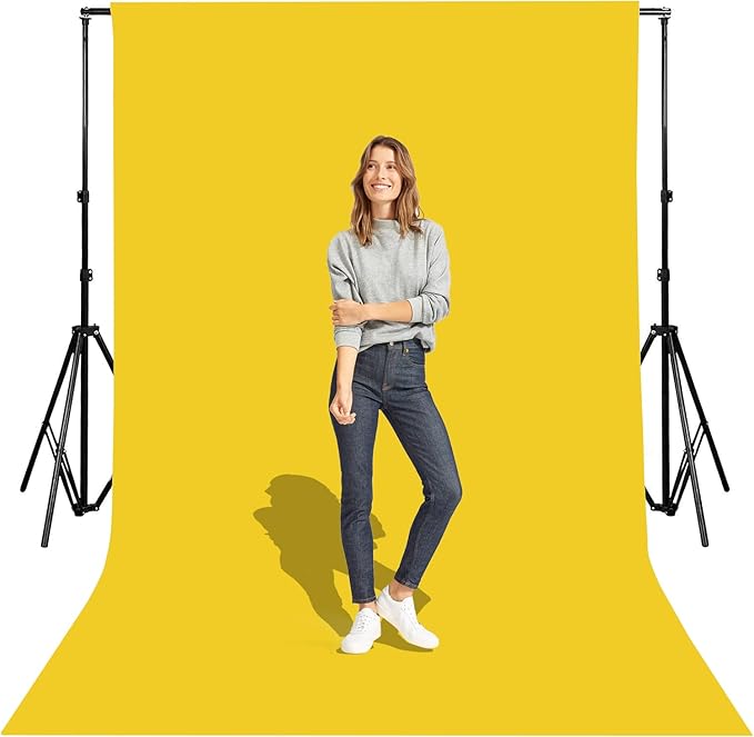 5x7 Ft Yellow Background Backdrop for Photography Seamless Photo Booth Backdrop for Photoshoot Photography Background Screen Video Recording Parties Curtain