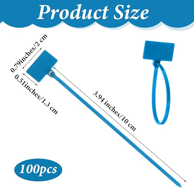 100pcs Zip Tie Tags Cable Labels Tags Nylon Cable With Label Tag Marker Ties Wire Self Locking Plastic Cords Straps Mark Cord Multi Color Electronic Identification Power Marking Label for Organizing