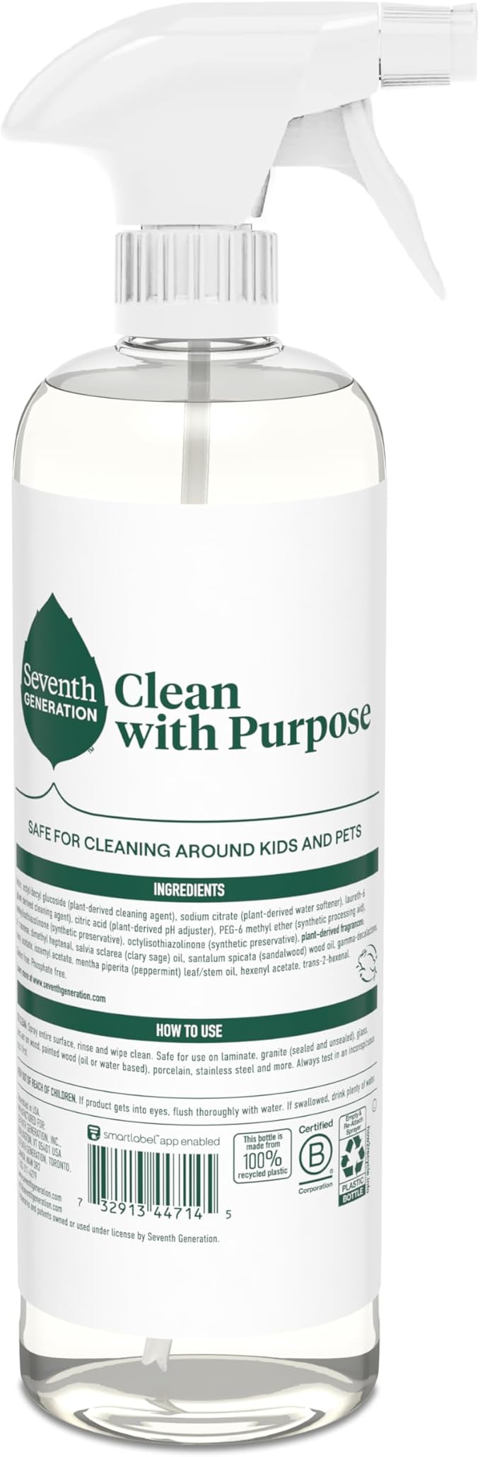 Seventh Generation All Purpose Cleaner, Degreasing Formula, Fresh Morning Meadow Scent, 23 oz (Pack of 4)