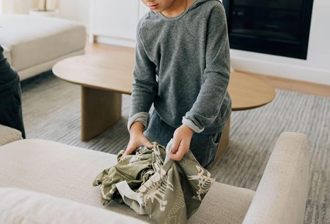 Beddy's Dual-Sided Kids Travel Blanket for Airplane or Car, Packable with Portable Carrying Case Bag, Super Soft & Cozy Lightweight Blanket, Perfect for Travelers, Road Trips and Camping