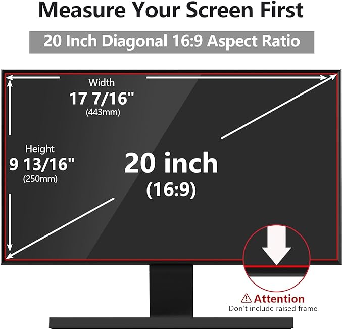 【2 Pack】 Computer Privacy Screen Protector 20 Inch with Hp Dell Asus Samsung LG and More, Removable Security Shield Filter for 16:9 Aspect Ratio Monitor Like ViewSonic Sceptre
