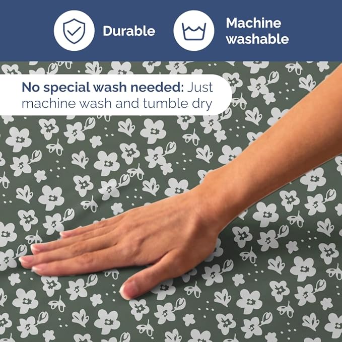 Floral Sheets - Green Floral Bed Sheet Set - 1 Flat, 1 Fitted & 1 Pillowcase w/ Deep Pockets - Comfy, Wrinkle & Fade Free - Boho Botanical Bedding - Ultra-Soft, Breathable & Cooling - Twin XL Size Set