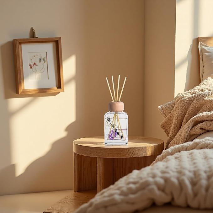 Orelune Reed Diffuser Set, 3.4 fl oz - Elegant Home Fragrance with Sticks - Long-Lasting Scented Oil Reed Diffuser for Bedroom, Bathroom Shelf Decor & Office (Dusty Lilac)