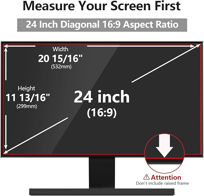 【2 Pack】 Computer Privacy Screen Protector 24 Inch with Hp Dell Asus Samsung LG and More, Removable Security Shield Filter for 16:9 Aspect Ratio Monitor Like ViewSonic Sceptre