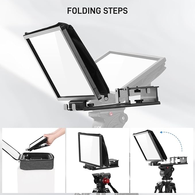 GVM 12" Teleprompter kit with Remote Control & App, Collapsible Teleprompter for iPad Tablet Phone DSLR Camera, Prompter with Carry Case, HD Refective Display, for Video Recording/Vlogger