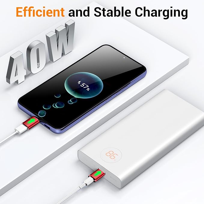 Temdan USB to USB C Adapter,Car Charger OTG Converter Compatible with MacBook Pro Air 2024,Samsung Notebook and More Type C,for iPhone 17 16 15 Air Plus Pro Max,OTG Adapters - Red