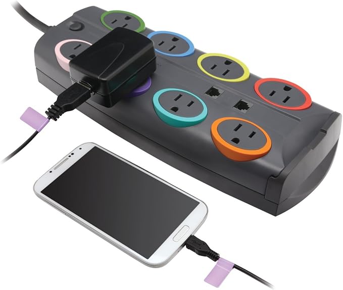 Kensington SmartSockets 8-Outlet, 8-Foot Cord, & 2490 Joules Standard Surge Protector (K62690NA)