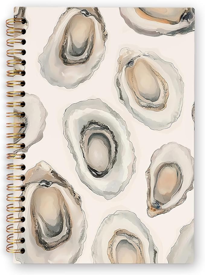 dvhdajed Coastal Beach Oyster Spiral Notebook, Coastal Ocean Beachy Journaling Notebooks, Oyster Gifts Spiral Journal for Women, Ocean Office School Supplies Gifts, 5.5x8.3In