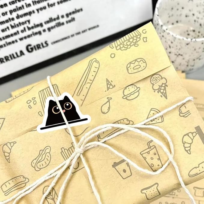 500 Pcs Black Cat Stickers Roll, 10 Styles Cute Cartoon Kitten Sticker, Waterproof Vinyl Cat Party Favors for Journals, Laptops, Scrapbooking Bulk Stickers for School & Birthday Goodie Bags