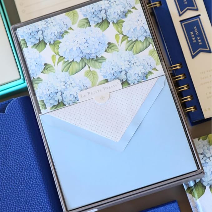 Magnolia Designer Cards by Graphique Luxe Collection, Silver Foil Embossed Stationary Boxed Set, 10 Blank Cards with 11 Envelopes, All Occasion Greetings, 5.25" x 3.8"