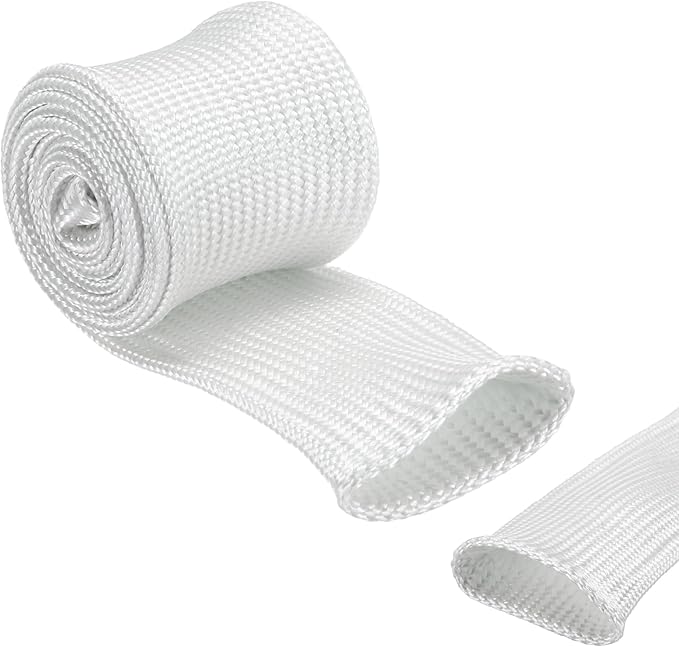 uxcell Insulation Cable Protector,30mm/1.18 Inch-1m/3 Feet High Temp Fiberglass Sleeve White