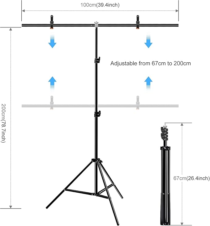 Green Screen Backdrop Kit with Stand, PULUZ 3.2x6.5ft Portable GreenScreen Background Stand, T-Shape Green Screen Stand kit with Clamp Carrying Bag for Streaming Video and Photography Shoots
