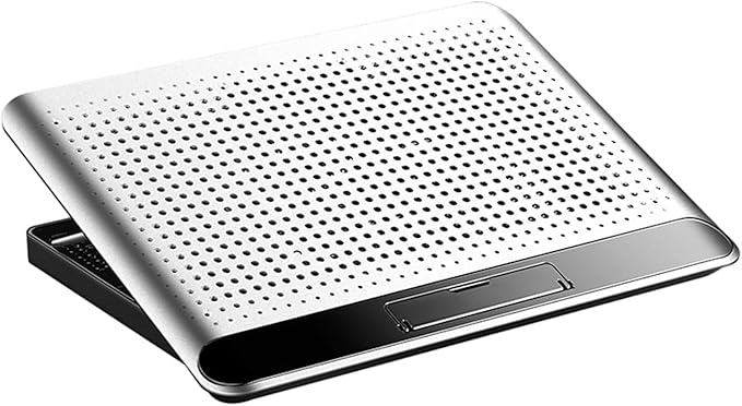 Laptop Cooling Pad – Aluminum Alloy 35x26x2.3cm | Adjustable Computer Cooler Support Quiet Laptop Stand with Fan | Keyboard Phone Tablet Book for Desk Home Workplace Dorm