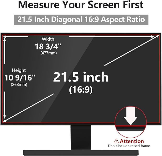 【2 Pack】 Computer Privacy Screen Protector 21.5 Inch with Hp Dell Asus Samsung LG and More, Removable Security Shield Filter for 16:9 Aspect Ratio Monitor Like ViewSonic Sceptre