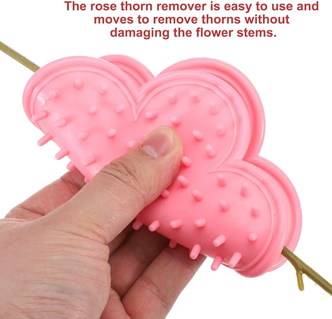 HARFINGTON 4pcs Rose Thorn Stripper Tool Set 5.5" PVC Flower Thorn Leaf Remover Flower Stem and Leaf Stripping for Gardening Home Florist Flower Arrangement, Pink