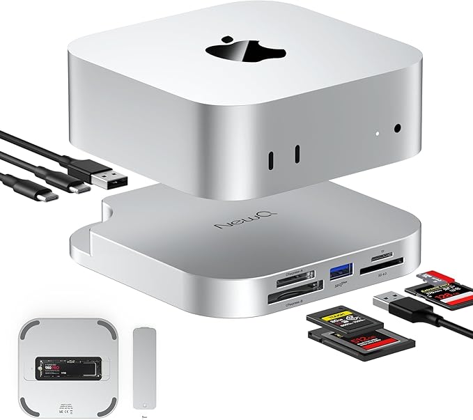 Mac mini M4 Hub with SSD Enclosure and Multi Card Reader, 10Gbps CFexpress Type B/Type A Reader, SD/TF 4.0 Slot, M.2 NVMe Enclosure,USB-C, USB-A, Dock for Content Creator, Photographer, Professional